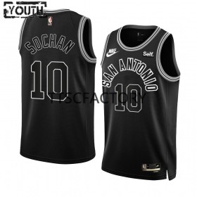 San Antonio Spurs Trikot Jeremy Sochan 10 Nike 2022-23 Classic Edition Schwarz Swingman - Kinder